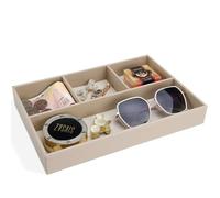 GORESE Valet Tray, Leather Office Drawer Desk Storage Box, Bedside Storage Tray, Pocket Empty Organiser, Pen Trays for Keys, Stationery, Coins, Jewellery (Beige)