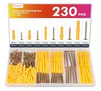 Gorffy 230PCS Screws and Wall Plugs Set, 115 x Masonry Screws and 115 x Expansion Anchor Bolts, M3/M4/M5/M6/M8 Assorted Wall Plug and Screw, Masonry Screw for Brick Wall & Concrete Fixing