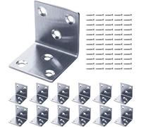 Gorffy Angle Brackets 12PCS, L Bracket 40 x 40 x 40 x 1.7mm, Stainless Steel Sleeper Brackets with 72 Screws, Heavy Duty Right Angle Corner Bracket for Wood, Metal Corner Braces for Fixing Timber