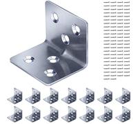 Gorffy Angle Brackets 15PCS, L Bracket 30 x 30 x 38 x 1.2 mm, Stainless Steel Sleeper Brackets with 90 Screws, Heavy Duty Right Angle Corner Bracket for Wood, Metal Corner Braces for Fixing Timber