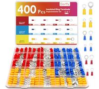Gorffy Ring Terminals, 400PCS Electrical Crimp Connectors, AWG22-10 Crimp Terminals, Insulated Wiring Connectors, Ring Electrical Wire Connectors for Wiring
