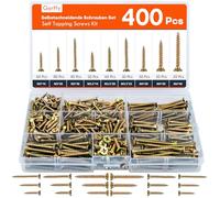Gorffy Wood Screws, 400 PCS Color Zinc Screws, Countersunk Wood Screws Assortment, Multi Use High Performance Self Tapping Screw, Assorted Wood Screw For DIY, Furniture & Repairs