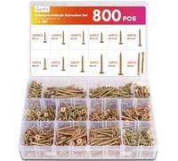 Gorffy Wood Screws, 800PCS Wood Screws Assortment, Color Zinc Self Tapping Screws, M3/M3.5/M4 Screws for Woods, Screws Set for Floorboard, Wood Fences