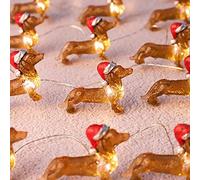 GORGE MOMENT Dachshund Dog Twinkle String Lights, Christmas Lights with Remote 10ft 30 LED USB/Battery Powered, Dachshunds Wearing Santa Hat New Year Party Christmas Home Indoor Decor