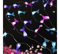 GORGE MOMENT Mermaid Tail String Lights with Remote & Cycling Timer 30 LED 10ft, USB/Battery Operated Ocean Lights for Holidays Kitchen Bedroom Wedding Home Christmas Party Summer Decor