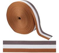 GORGECRAFT 1.5 Inch Wide Striped Nylon Webbing 10 Yards Heavy Duty Webbing Strap White Dark Gray Camel Stripes Backpack Straps Nylon Belt for DIY Sewing Crafts Handles Bag Crossbody Waistbands