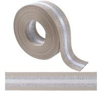 GORGECRAFT 1.5 Inch Wide Striped Nylon Webbing Heavy Duty Webbing Strap 5 Yards Metallic Silver White Stripes Backpack Straps Tan Nylon Belt for DIY Sewing Crafts Handles Bag Replacement Crossbody