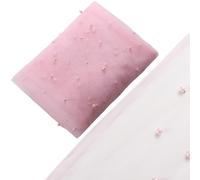 GORGECRAFT 1.6x2 Yards Pink Mesh Table Cloth Runner Blushing Bridal Veil Tablecloth Pearl Tulle Lace Fabrics Wedding Arch Decorations Chiffon Covers for Birthday Party Arch Event Dining Tables