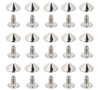 GORGECRAFT 1 Box 100 Sets Cone Screwback Rivets 10mm Silver Metal Tree Punk Spike and Studs Metallic Screw on Cone Leathercraft Nail Head Rivet for Leather Clothing Jackets Shoes DIY Crafts
