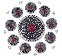 GORGECRAFT 1 Box 10Pcs Red Turquoise Metal Buckle 30mm Synthetic Turquoise Screw Back Buttons Concho Cat Eye Buttons Replacement Vintage Alloy Buckle for DIY Leather Craft Fabrics Sewing Decoration