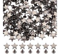 GORGECRAFT 1 Box 120 Sets Star Rivets 12mm Metal Leather Tacks Studs and Spikes Five-Pointed Flat Pentagram Decorative Punk Rivets for Clothes Bags Belts Shoes Jackets Leathercrafts Gunmetal