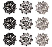 GORGECRAFT 1 Box 12Pcs 3 Colors Rhinestone Shank Buttons 22mm Alloy Crystal Flower Shape Button with 1 Hole Round Decorative Metal Buttons for DIY Sewing Craft Shawls Dress Clothing Bags Wedding Decor