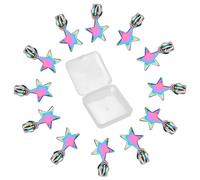 GORGECRAFT 1 Box 12Pcs #5 Rainbow Zipper Alloy Star Shape Zipper Sliders Pull Head Top Bottom Stops Replacement Metal Zip Mend Repair Tailor Crafts for Coats Jackets Pants Bags Purse Fasteners Charms
