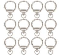 GORGECRAFT 1 Box 12Pcs Round Spring Snap Hooks Silver Metal Alloy O Ring Hooks Carabiner Clips Buckles Gate Swivel Clasps with Fixed Eyelet for Bags Belts Keychain Purses DIY Craft Accessories