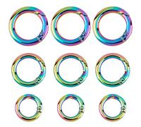 GORGECRAFT 1 Box 12Pcs Spring O Rings 3 Sizes Rainbow Round Snap Loaded Clips 28mm 24mm 20mm Diameters Trigger Spring Keyring Buckle Locking Carabiner Hook for Keychains Bag Purse Handbag DIY Craft
