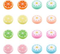 GORGECRAFT 1 Box 12Pcs Thumb Stick Covers Flower Joystick Caps Silicone Lemon Joycon Switch Thumb Pad Covers Replacement Protective Anti-Slip Analog Thumbstick Button for Game Console Controller