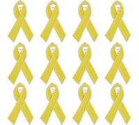 GORGECRAFT 1 Box 12Pcs Yellow Ribbon Pin Bulk Silver Metal Zinc Alloy Enamel Bring Them Cancer Awareness Hope Raise Lapel Brooch for Backpack Clothes Fundraiser Charity Donation Event Accessories