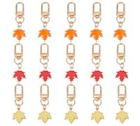 GORGECRAFT 1 Box 15Pcs 3 Colors Maple Leaf Keychain Alloy Enamel Gold Fall Autumn Leaf Charm Key Chain with Swivel Clasp Keyring Pendant Hanging Keychains for Car Key Backpack Wallet Purse Accessories