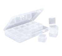 GORGECRAFT 1 Box 15Pcs Mini Clear Organizer Box Plastic Square Empty Grid Paint Pots Bead Storage Small Containers with Lids for DIY Crafts Art Jewelry Earrings Rings Diamonds Accessories