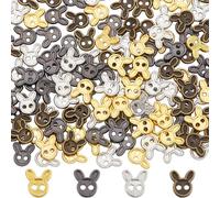 GORGECRAFT 1 Box 160Pcs Mini Rabbit Alloy Buttons 4 Colors 2-Holes Cute Animal Bunny Head Micro Buttons Decorative Metal Sewing Buttons for Small Clothes Doll Bag DIY Handmade Craft 6.5x7mm