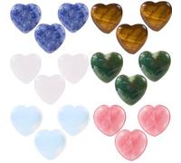 GORGECRAFT 1 Box 18Pcs 6 Styles Natural Heart Crystals 20mm Indian Agate Opalite Cherry Quartz Glass Rose Quartz Tiger Eye Gemstones for Valentines Witchcraft Meditation Yoga Reiki Pocket Gifts