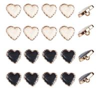GORGECRAFT 1 Box 20Pcs 2 Colors Metal Heart Buttons Hand Sewn Foot Button 18mm Alloy Enamel Decorative Heart Shaped Shirt Sweater Cardigan Knit Buckles for Coats Trench Coat Light Gold Black