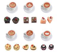GORGECRAFT 1 Box 24Pcs Miniature Resin Food Figurines Afternoon Tea Coffee Cake Mini Model Food Props Doll House Decoration Kitchen Cafe Accessory for Small Dollhouse Home Party Tabletop Pretend Play