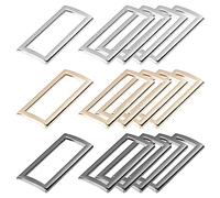 GORGECRAFT 1 Box 3 Colors 15PCS Metal Flat Rectangle Rings Buckle 1-2/5"(35mm) Square Strap Webbing Belt Rings Rectangular Metal Loops Strap for Bag Belt Heavy Duty, Gun Black Gold Silver