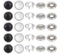 GORGECRAFT 1 Box 40 Sets 12mm Pearl Snap Buttons Black White Metal Steel Resin Rhinestone Prong Snap Popper Studs Fasteners Kit for Western Shirts Clothes Jacket Coat Mens Accessories