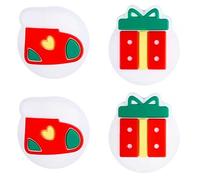GORGECRAFT 1 Box 4Pcs 2 Styles Christmas Joystick Covers Xmas Sock Gift Box Joycon Thumb Grip Caps Silicone Switch Buttons Caps Replacement Protective Anti-Slip Thumbstick Covers for Switch Controller