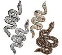 GORGECRAFT 1 Box 4Pcs 4 Styles Snake Applique Rhinestone Bling Crystal Snake Shaped Rhinestones Trim Ribbon Decorative Repair Embroidered Sew on Patches for Bags Garments Dress DIY Crafts Clothing
