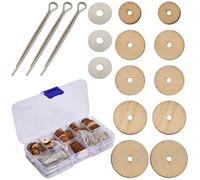 GORGECRAFT 1 Box 50 Sets Doll Joints Connectors Cotter Wood Pin Skeleton Movable Engage Fiber Board Bolt Discs 12 14 16 17.5 20mm DIY Accessories for Handmade Teddy Bear Making Supplies