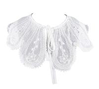 GORGECRAFT 1 Box Halloween Christmas Detachable Embroidery Collar Mini Cape Dickey False Collars White Hollow Out Flower Capes Decorative Applique Neckline Shirt Lapel with Rope for Women Dress Blouse