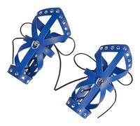 GORGECRAFT 1 Pair Blue Leather Arm Guards Gauntlet Wristband Viking Wrist Armor Medieval Arm Bracers Punk Adjustable PU Leather Fretwork Cuffs Armband with Wax Cord Jewelry Costume Kit for Men Women