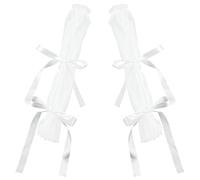 GORGECRAFT 1 Pair Removable Puff Sleeves White Polyester Wedding False Arm Sleeves Wrist Cuffs Bridal Dress Costume Accessory for Wedding Bridal Halloween Prom Evening Party Women Ladies