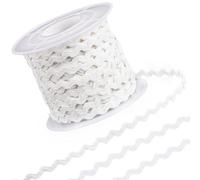 GORGECRAFT 1 Roll 25 Yards White RIC Rac Trim Ribbon Rick Rack 3mm Wave Sewing Bending Fringe Trim Braided Woven Fabric for Sewing Flower Making Wedding Dress Party Lace Ribbon Craft