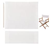 GORGECRAFT 1 Set Chair Replacement Canvas White Casual Directors Chair Cover Kit Replacement Canvas Seat and Back with 2pcs Wood Stick for Portable Folding Director Seat Makeup Chair Garden Outdoors