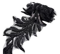 GORGECRAFT 1 Yard Beaded Lace Trim Black Sequin Lace Ribbon Applique Arrow Shape Mesh Edging Trimmings for Clothing Curtain Dance Skirt Embellishments DIY Sewing Crafts Home Decoration Accessories