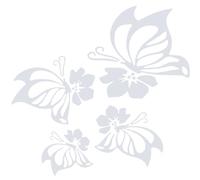 GORGECRAFT 10 Sheets Car Decals Set PET Waterproof Sticker Butterflies Hibiscus Flowers Hawaiian Reflective Bumper Decal Women Car Rearview Mirror Stickers for Auto Truck SUV Wall Art Laptop (White)