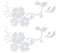 GORGECRAFT 10 Sheets Hibiscus Flower Car Decal Hawaiian Stickers and Decals White Reflective Hibiscus Branch Stickers Waterproof Vinyl Automotive Exterior Decor for Truck Motorcycle Doors Laptop