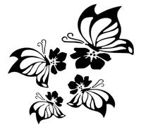 GORGECRAFT 10 Sheets Reflective Bumper Decal PET Waterproof Sticker Butterfly Hibiscus Flowers Hawaiian Car Decals Set Women Car Rearview Mirror Stickers for Auto Truck SUV Wall Art Laptop (Black)