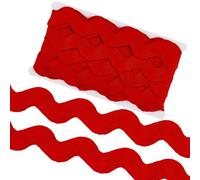 GORGECRAFT 10 Yard 1.58 Inch Large Christmas Red Wave Bending Fringe Trim Ribbon Jumbo Rick Rack Wavy Edge Ribbon RIC Rac Fabric Trim Zig Zag for Sewing Making Wedding Dress Party Gift Wrapping
