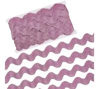GORGECRAFT 10 Yard 40mm Glitter RIC Rac Lace Trim Rick Rack Wave Bending Fringe Trimming Ribbon large Sewing Braided Woven Fabric for Crafts Christmas Wedding Cloth Party (Light Purple)