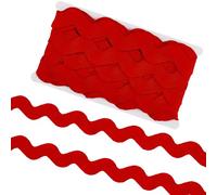 GORGECRAFT 10 Yard 40mm Large Christmas Red Wave Bending Fringe Trim Ribbon Jumbo Rick Rack Wavy Edge Ribbon RIC Rac Fabric Trim Zig Zag for Sewing Making Wedding Dress Party Gift Wrapping