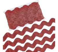 GORGECRAFT 10 Yard 40mm Metallic Christmas Red Rick Rack Trim Large Wave Bending Fringe Ribbon Jumbo Wavy Edge Ribbon RIC Rac Fabric Trim Zig Zag for Sewing Wedding Dress Party Gift Wrapping