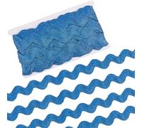 GORGECRAFT 10 Yard 40mm Metallic Jumbo RIC Rac Trim Rick Rack Wave Bending Fringe Lace Trimming Ribbon large Braided Woven Fabric for Sewing Crafts gift Christmas Wrapping Wedding Cloth (Blue)