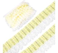 GORGECRAFT 10 Yards 2 Layer Lace Ribbon Pleated Organza Lace Trim 5cm Wide Gathered Ruffle Tulle Mesh Edging Trimmings Applique for Clothing Embroidered Wedding Dress Sewing Crafts Bouquets Yellow