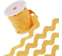GORGECRAFT 10 Yards 20mm Jumbo Rick Rack Trim Christmas RIC Rac Yellow Rickrack Wave Sewing Bending Fringe Ribbon Woven Braided Fabric Lace Zig Zag Trim for DIY Crafts Wedding Dress