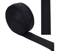 GORGECRAFT 10 Yards 38mm Wide Non-Slip Elastic Ribbon Wave Silicone Elastic Gripper Band Stretch Rubbers Elastic Belt for DIY Garment Sewing Crafts Sports Shorts Accessories, Black