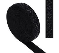 GORGECRAFT 10 Yards Black Non-slip Silicone Elastic Gripper Band 0.8 Inch 20mm Wave Gripper Tape Webbing Stretchy Strap Spool Wavy Band Roll Ribbon Flat Waistband for Clothing Garment Shorts Project